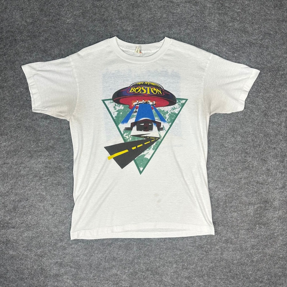 RARE Vintage 80s Single Stitch Boston Concert T Shirt‎ Screen Stars Mens Large